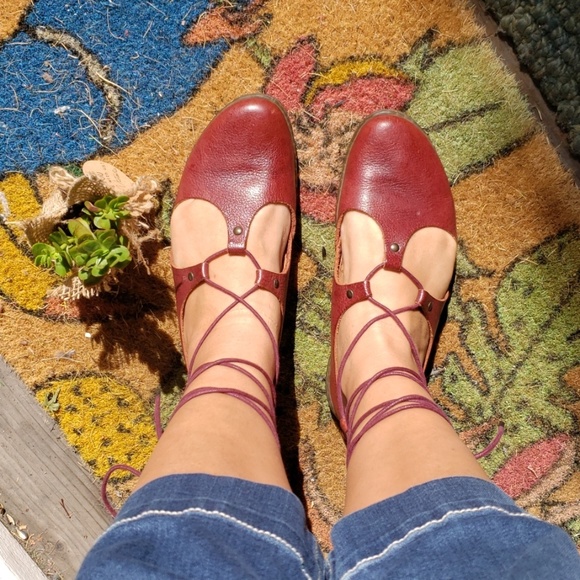 Trippen Shoes - Trippen Red Ankle Wrap Leather Flats  size 38